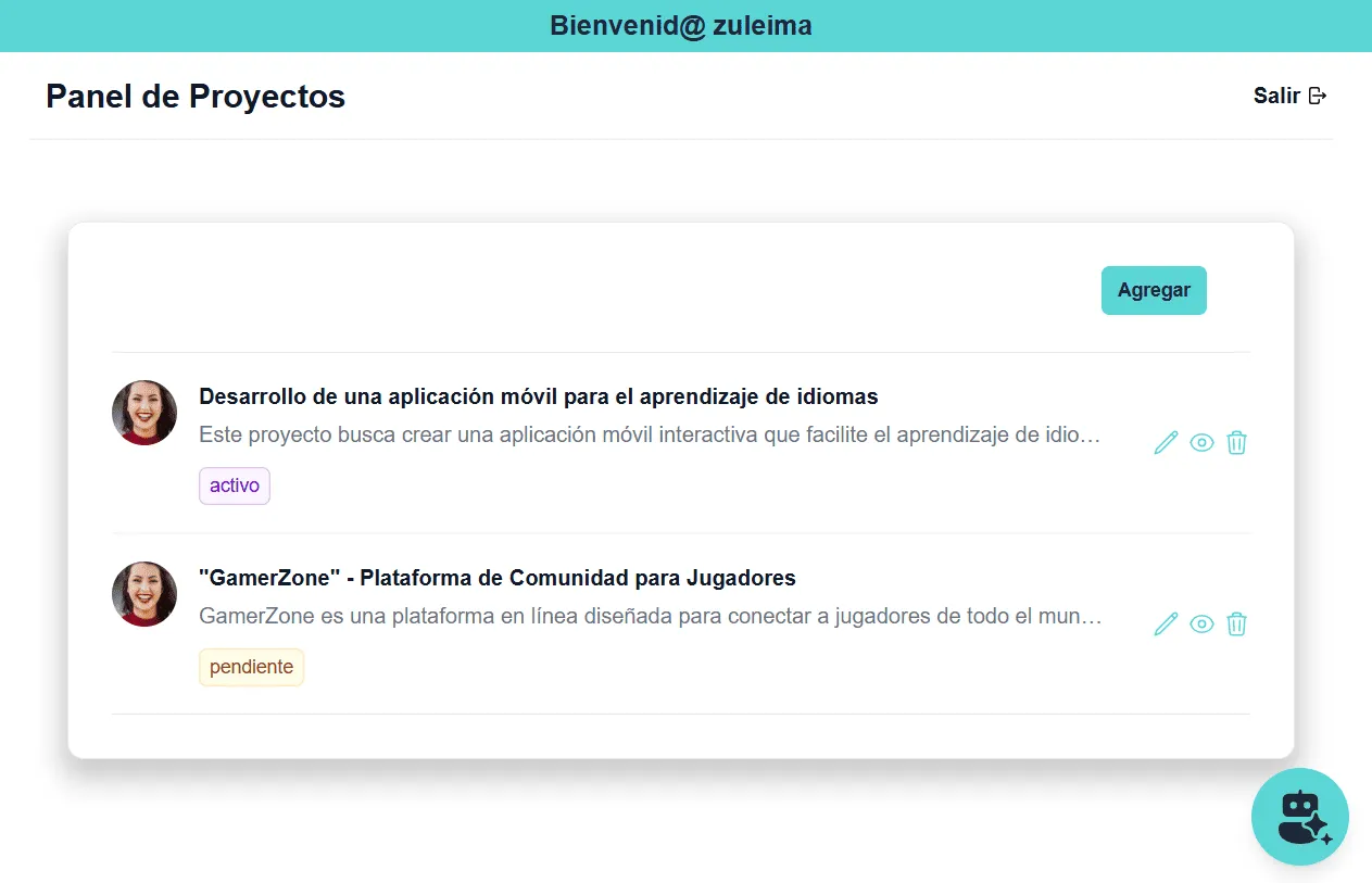 Captura de pantalla del Proyecto Web 2